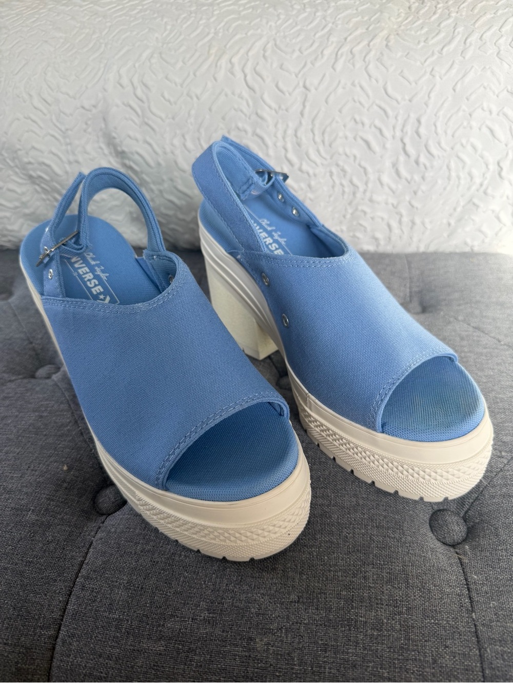 Converse Women’s Light Blue Canvas Platform Slingback Sandals